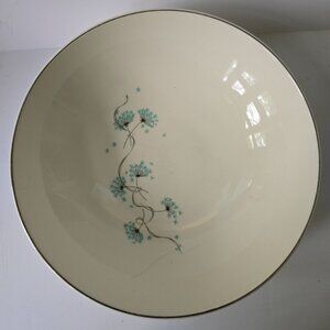 Vintage Blue Lace Earthenware Vegetable Bowl With Blue Floral Design